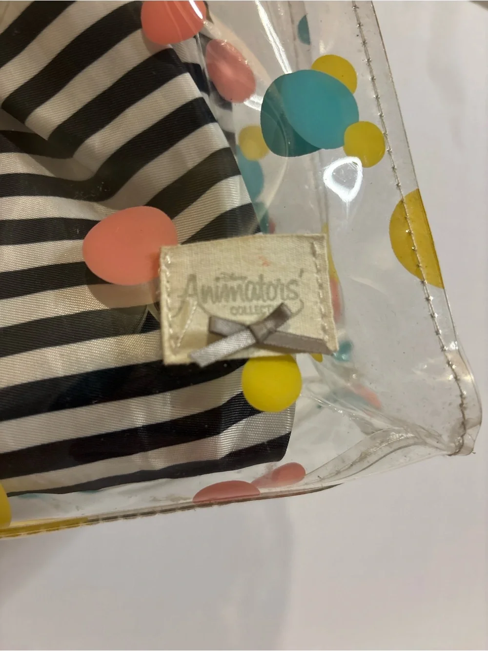 Disney Clear Polka Dot Bag with Snow White Stripe Pouch - Yellow, Blue, Pink
